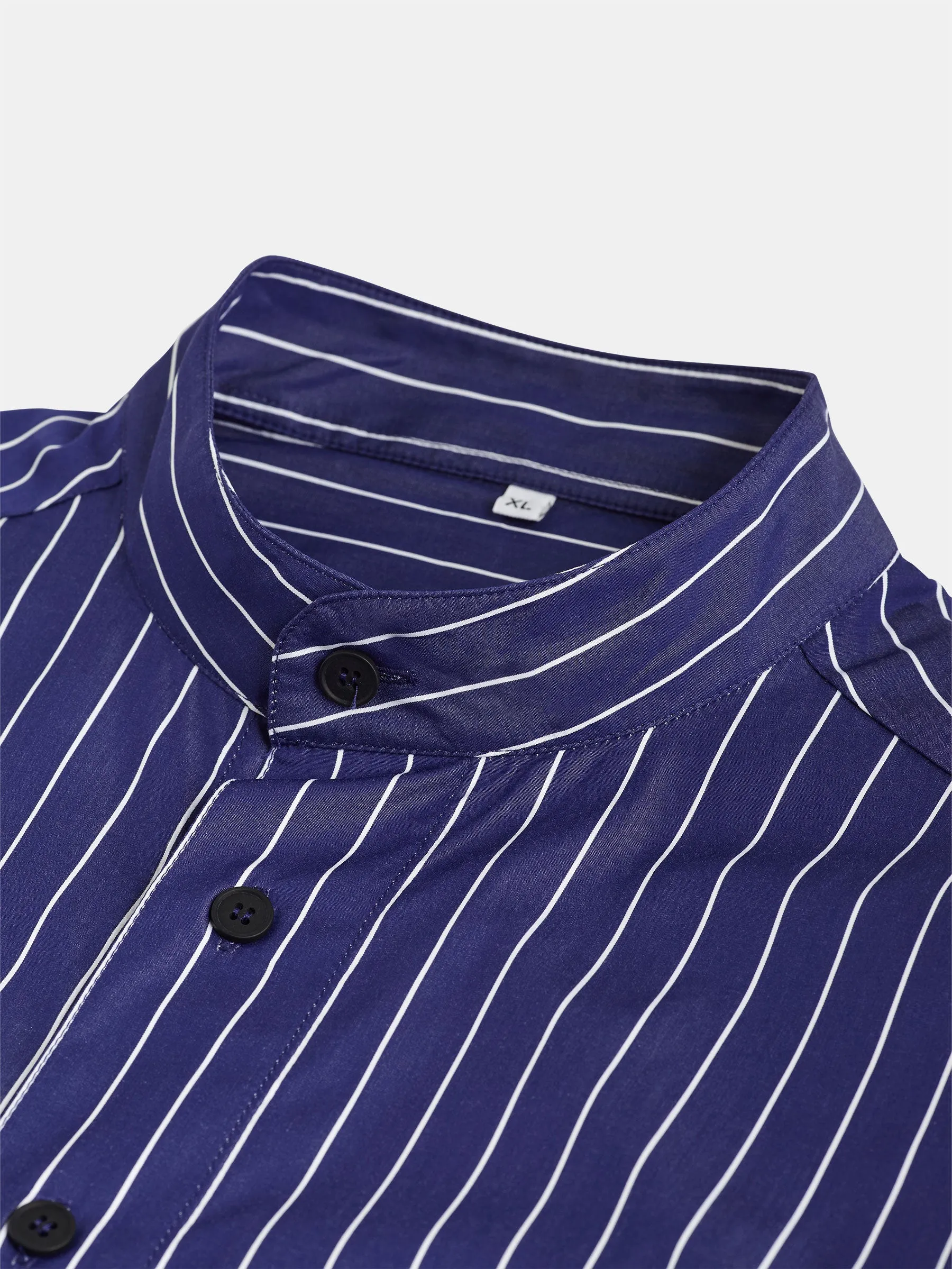 Oversize Mao Collar Shirt with Stripes