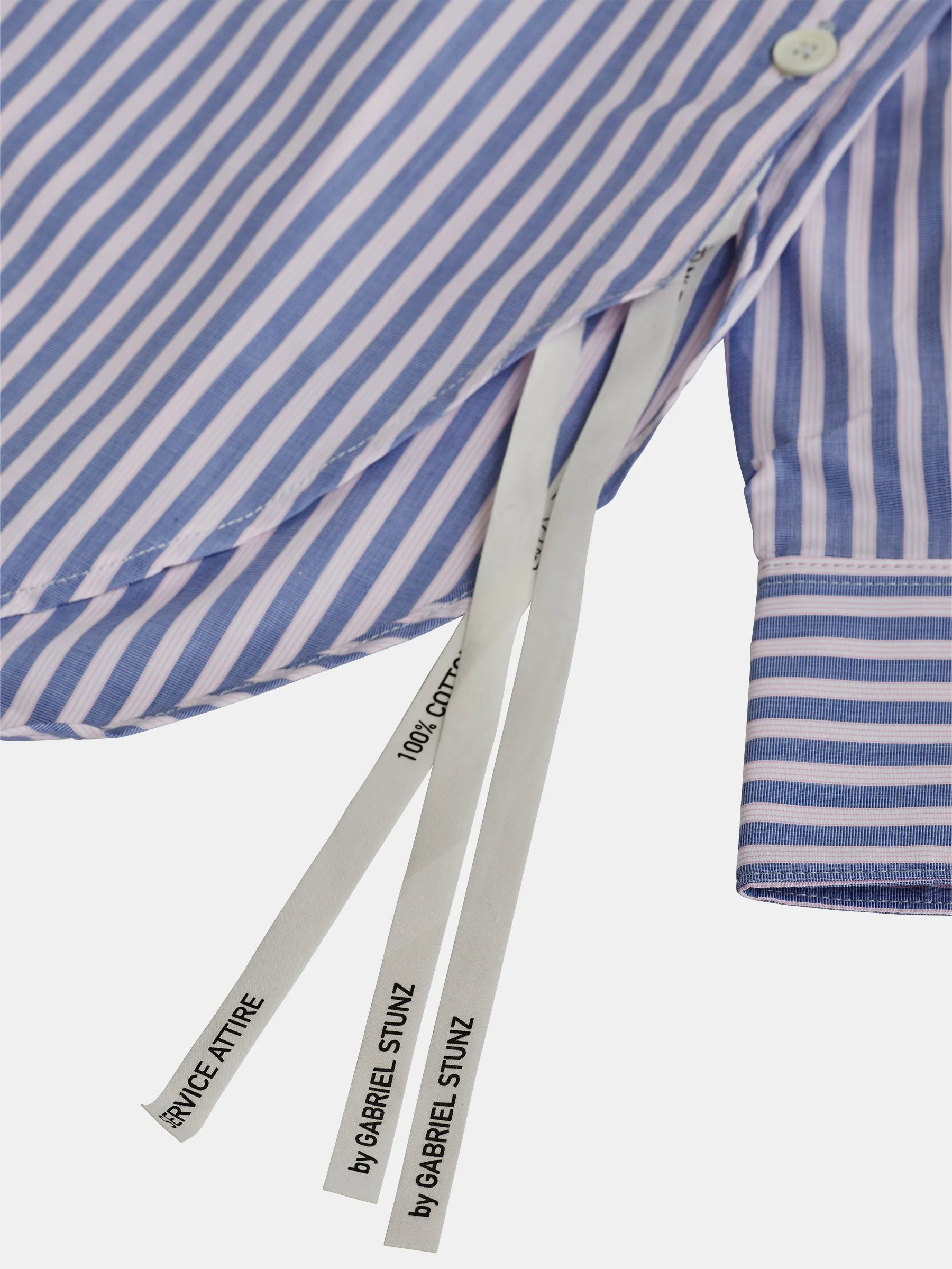 Oversize Mao Collar Shirt with Stripes