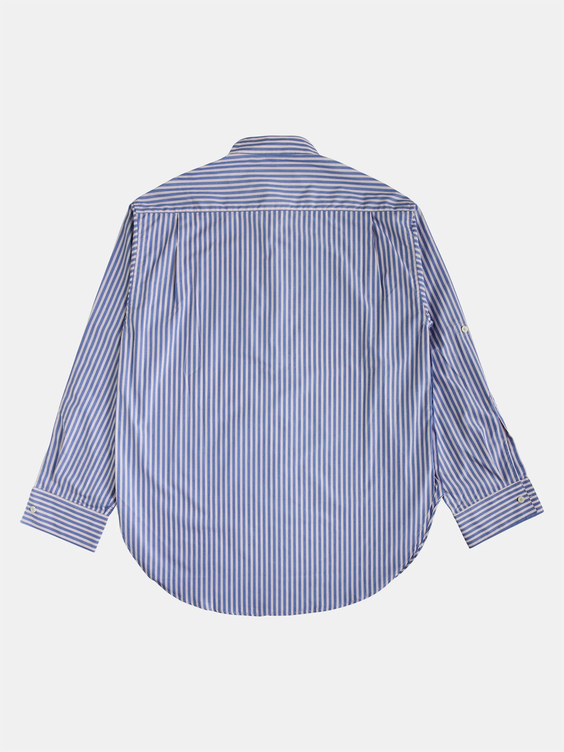 Oversize Mao Collar Shirt with Stripes