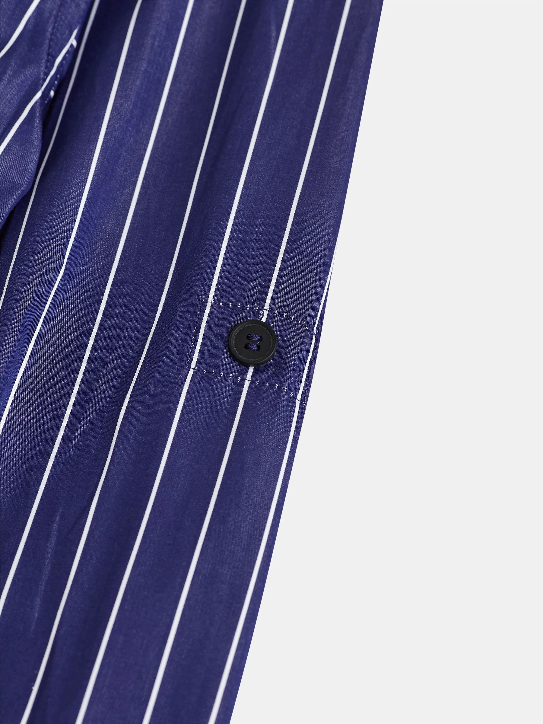 Oversize Mao Collar Shirt with Stripes