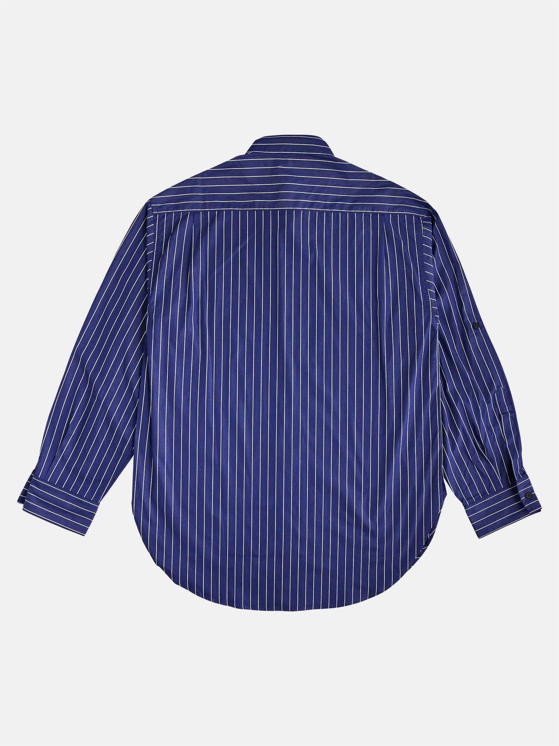 Oversize Mao Collar Shirt with Stripes