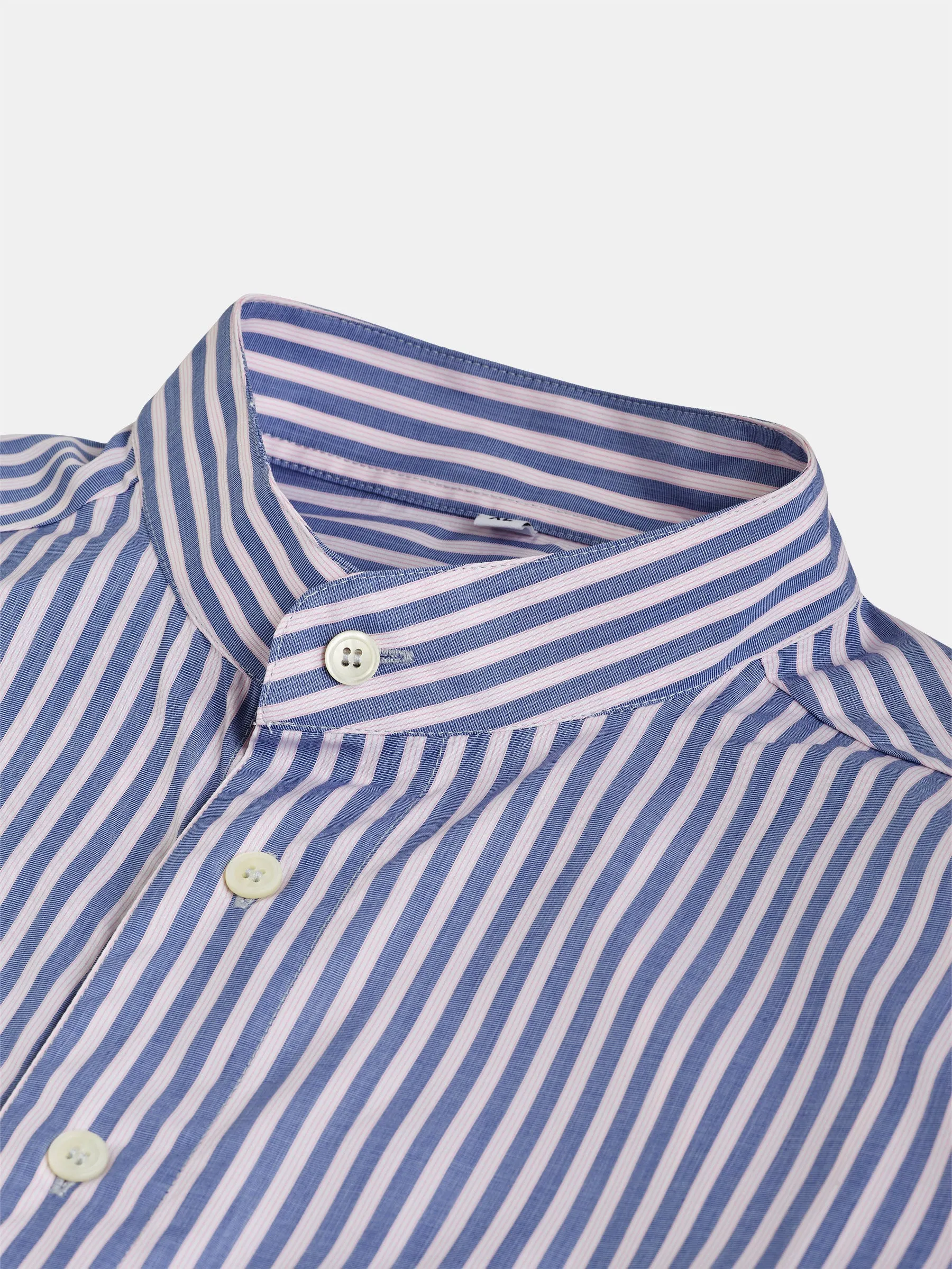 Oversize Mao Collar Shirt with Stripes