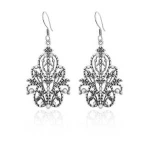 Oxidised Silver Filigree Crown Dangle