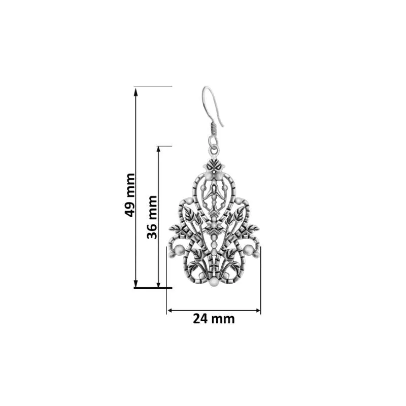 Oxidised Silver Filigree Crown Dangle