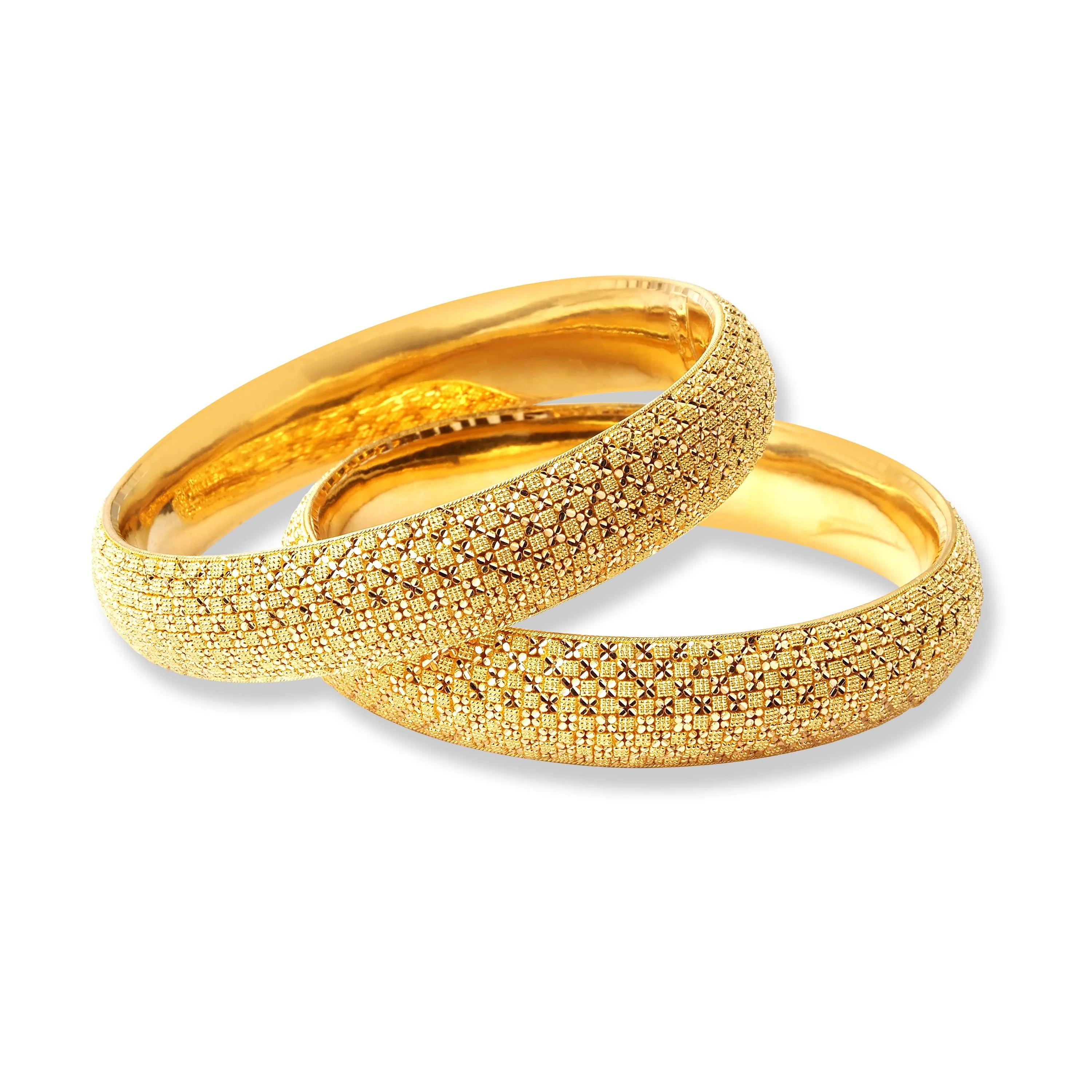Pair of 22ct Gold Filigree Design Bangles (74.23g) B-8505