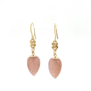 Peach Moonstone and Lilac Flower Earrings