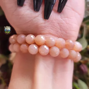 Peach Moonstone Faceted Bracelet for New Begginings, Artistic Expression, Creativity & Manifestation