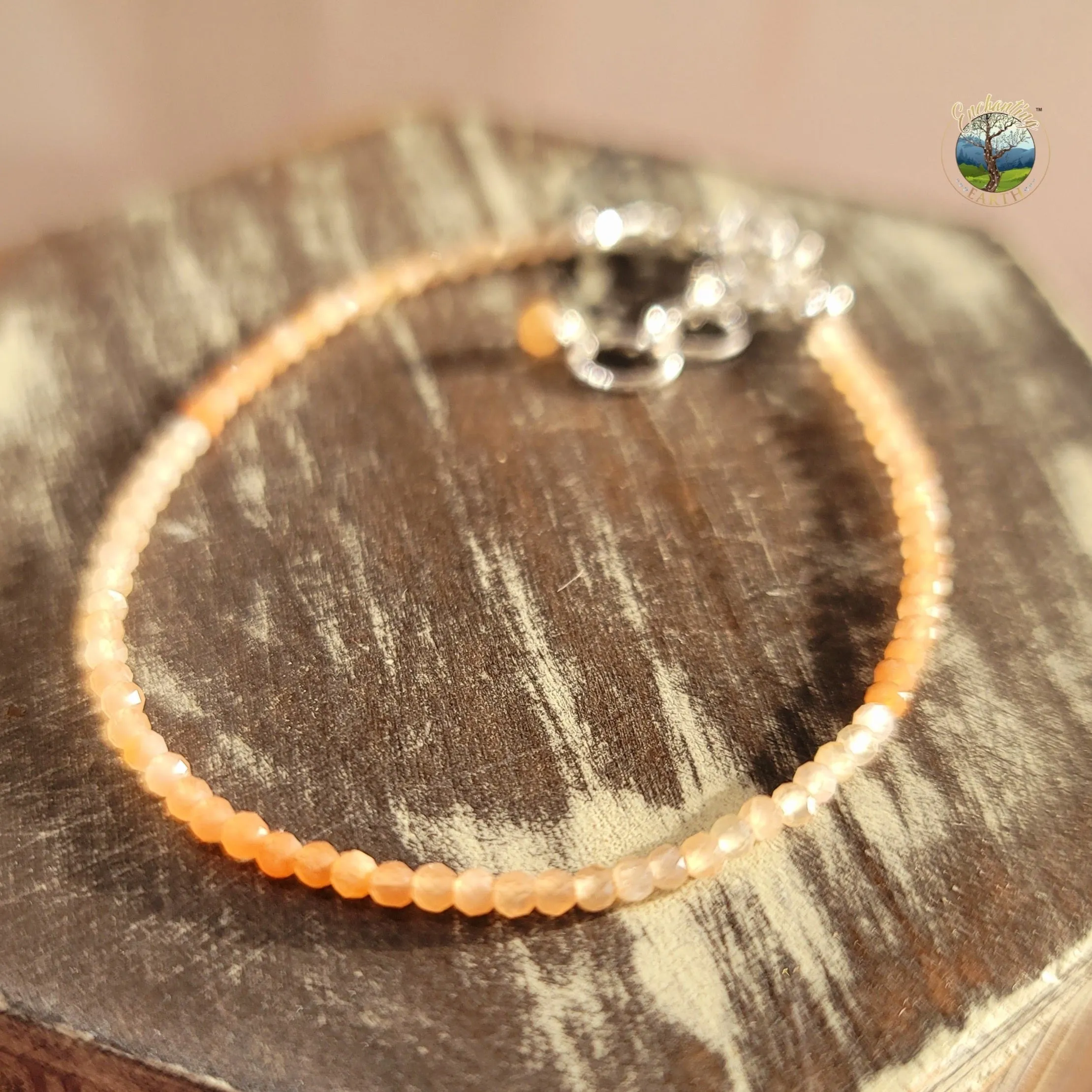 Peach Moonstone Waterfall Micro Faceted Bracelet for Artistic Expression, Creativity & Manifestation