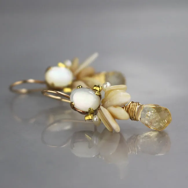 Pearl Citrine Angel Earrings