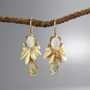 Pearl Citrine Angel Earrings
