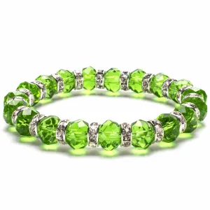 Peridot Gorgeous Glass Bracelet with Cubic Zirconia Crystals