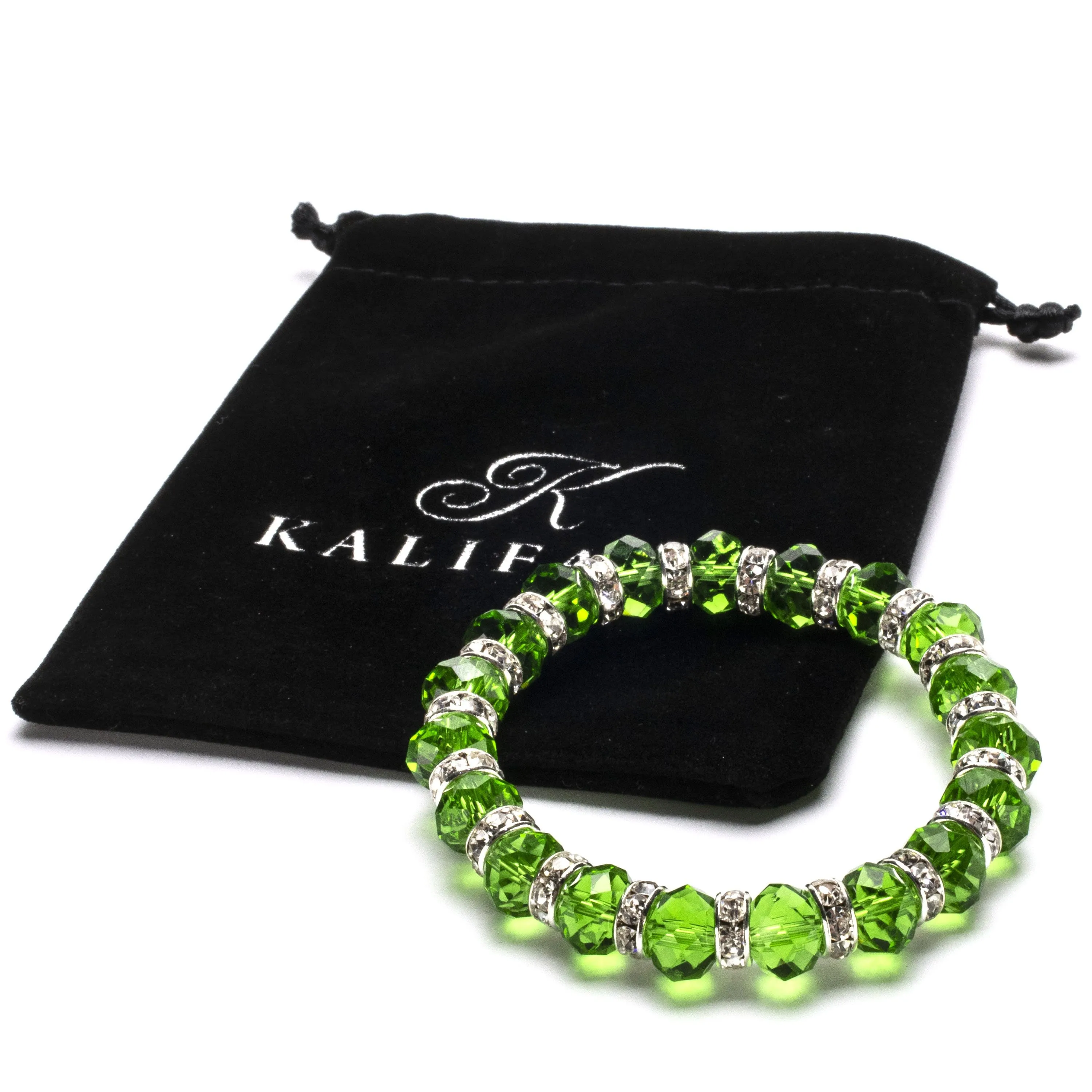 Peridot Gorgeous Glass Bracelet with Cubic Zirconia Crystals