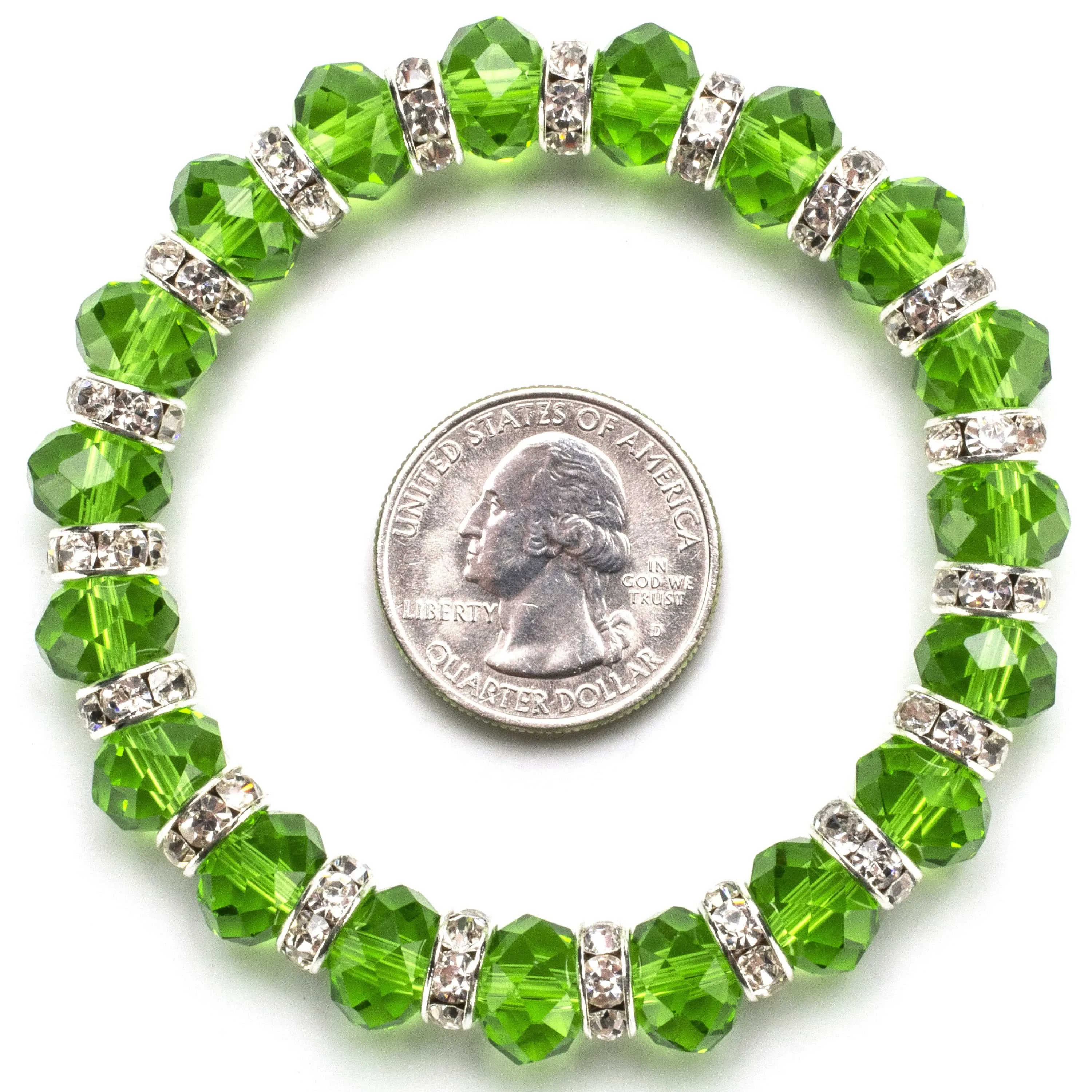 Peridot Gorgeous Glass Bracelet with Cubic Zirconia Crystals
