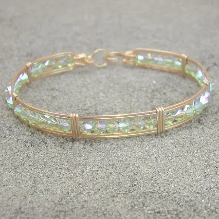 Peridot Green Double Aurora Borealis Crystal All-Bead Bracelet