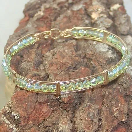 Peridot Green Double Aurora Borealis Crystal All-Bead Bracelet