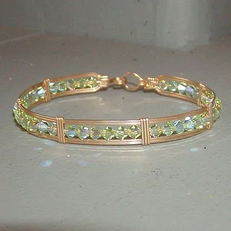 Peridot Green Double Aurora Borealis Crystal All-Bead Bracelet