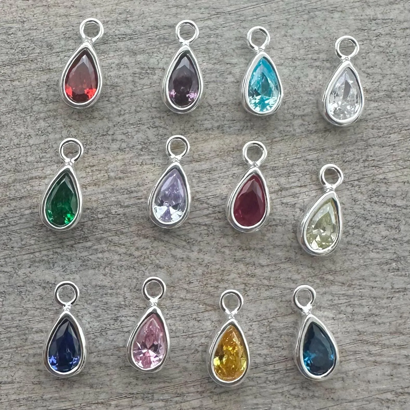 Personalised Initial and Birthstone Bracelet Set in Sterling Silver, Stacking Bracelets with Cubic zirconia birthstone