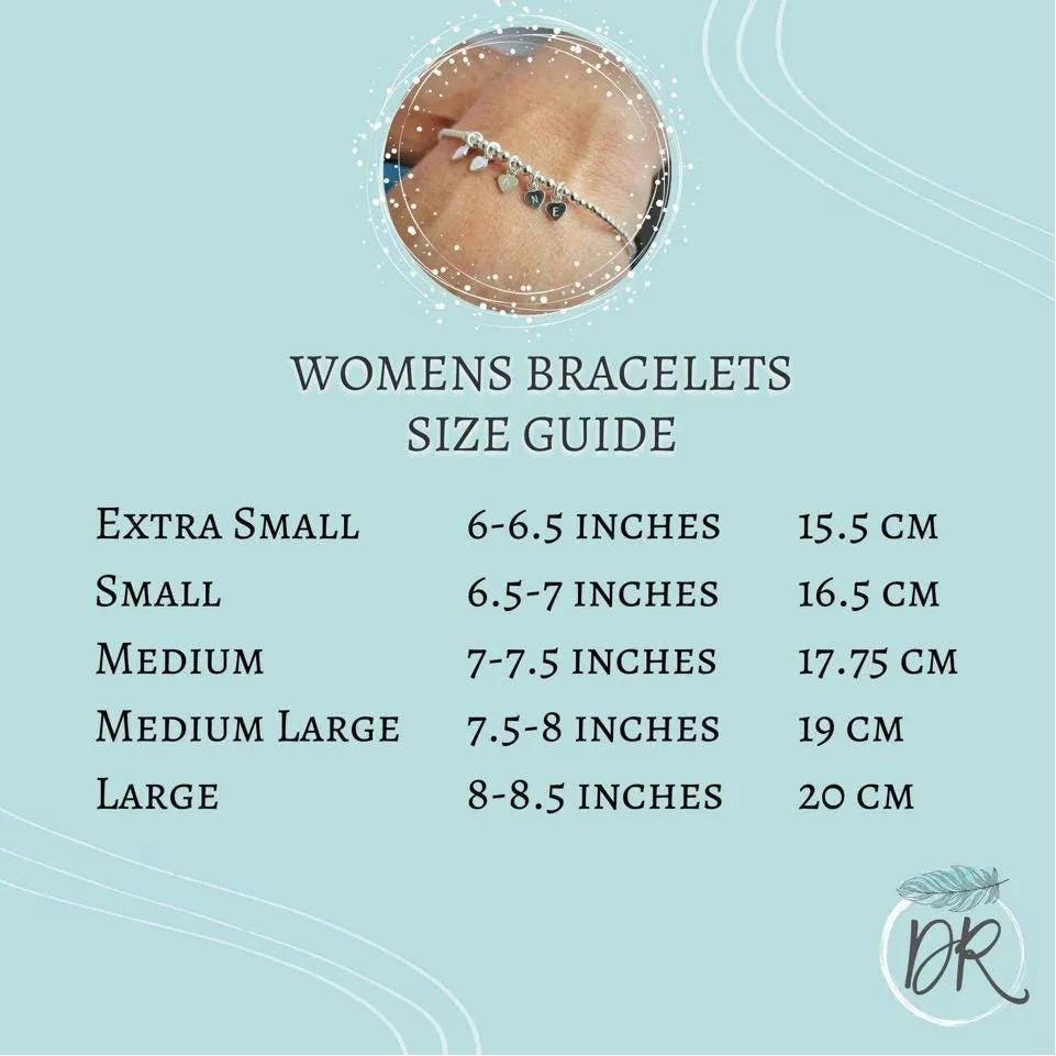 Personalised Initial and Birthstone Bracelet Set in Sterling Silver, Stacking Bracelets with Cubic zirconia birthstone