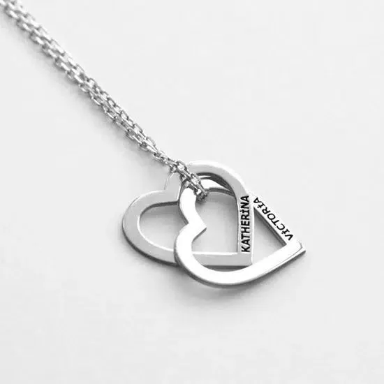 Personalized Double Heart Necklace
