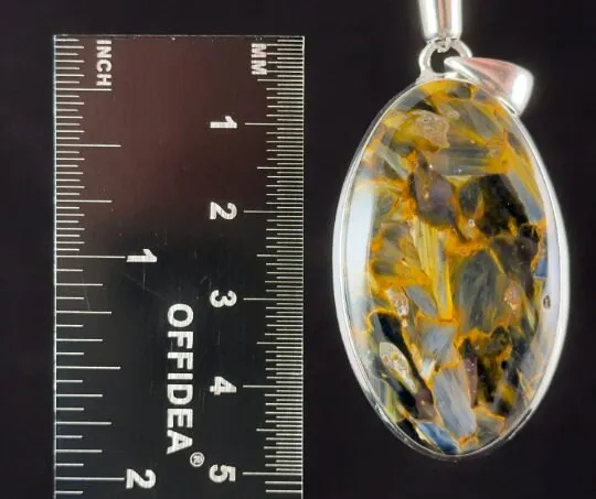 PIETERSITE Crystal Pendant - Top Grade AA, Sterling Silver, Oval - Fine Jewelry, Healing Crystals and Stones, 54146