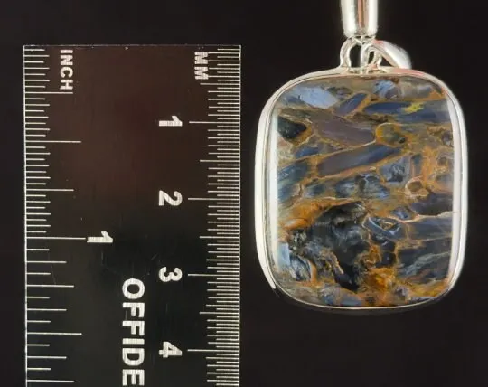 PIETERSITE Crystal Pendant - Top Grade AA, Sterling Silver, Square - Fine Jewelry, Healing Crystals and Stones, 54158