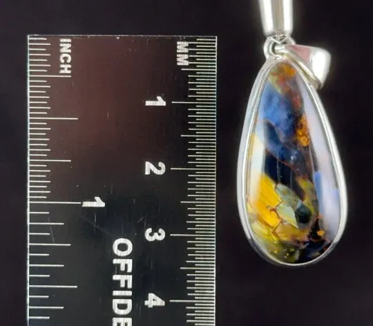 PIETERSITE Crystal Pendant - Top Grade AA, Sterling Silver, Teardrop - Fine Jewelry, Healing Crystals and Stones, 54152