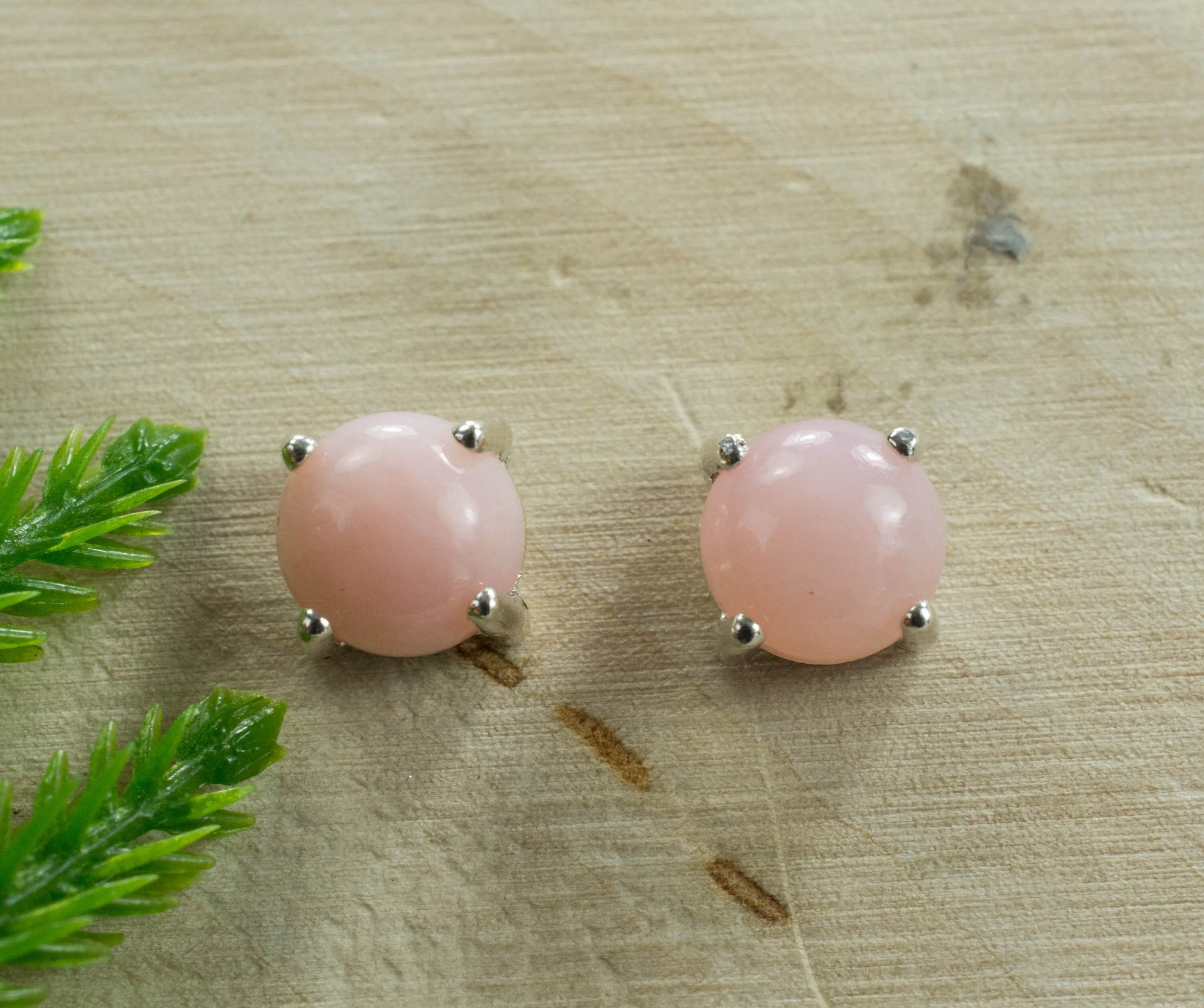 Pink Opal Sterling Silver Earrings, Genuine Untreated Peru Opal; Opal Earrings