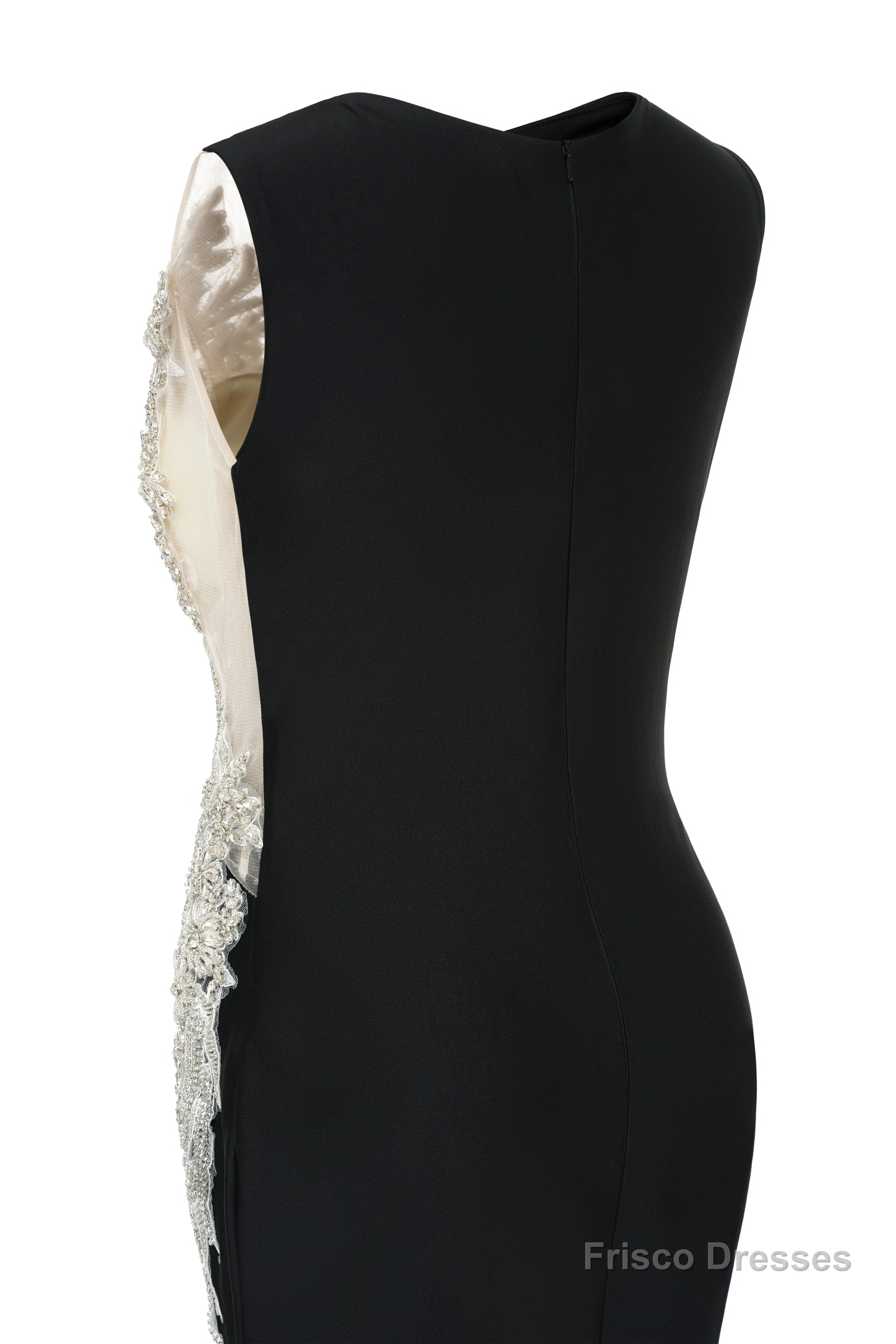 Portrait Trumpet Sweep Train Sleeveless Beading Evening Dress