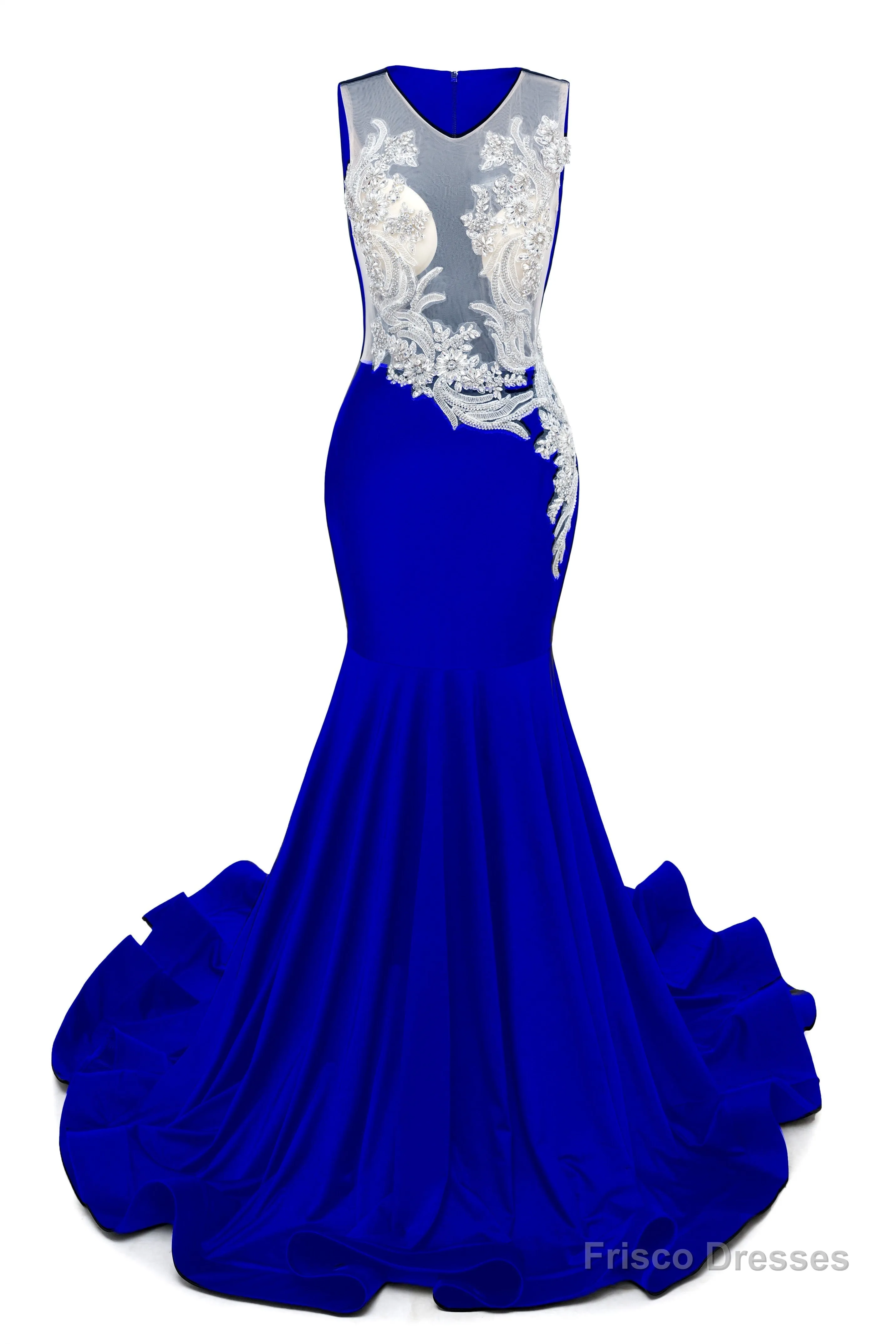 Portrait Trumpet Sweep Train Sleeveless Beading Evening Dress