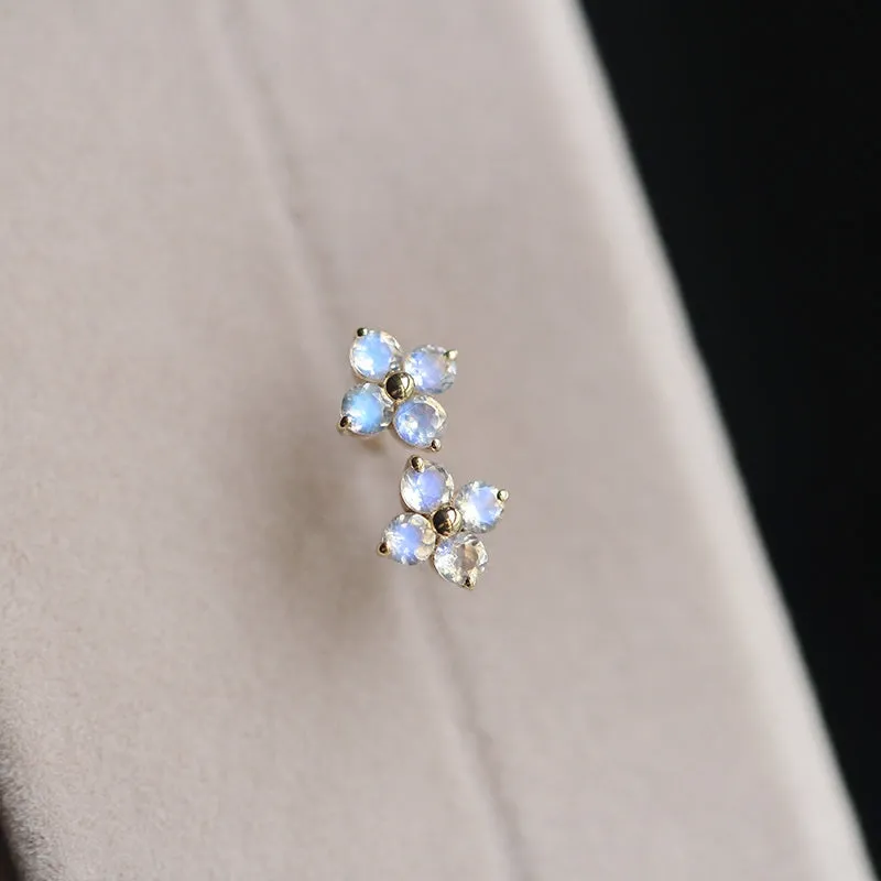 Quality Moonstone in 18K Gold Stud Earrings Jewelry Accessories Gift June Birthstone for Women