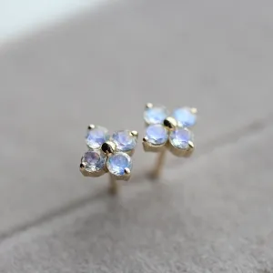 Quality Moonstone in 18K Gold Stud Earrings Jewelry Accessories Gift June Birthstone for Women