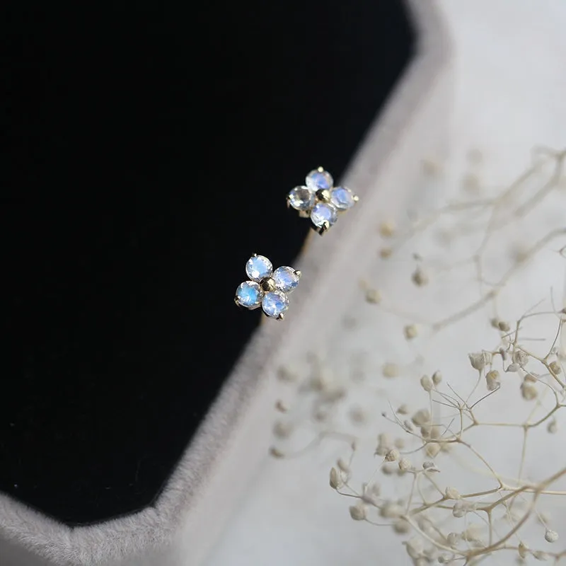 Quality Moonstone in 18K Gold Stud Earrings Jewelry Accessories Gift June Birthstone for Women