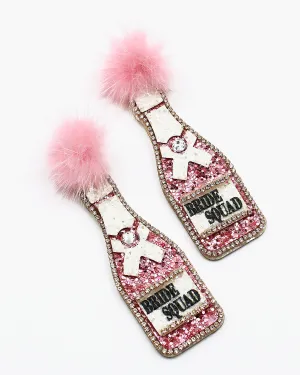 "BRIDE SQUAD" Champagne Earrings