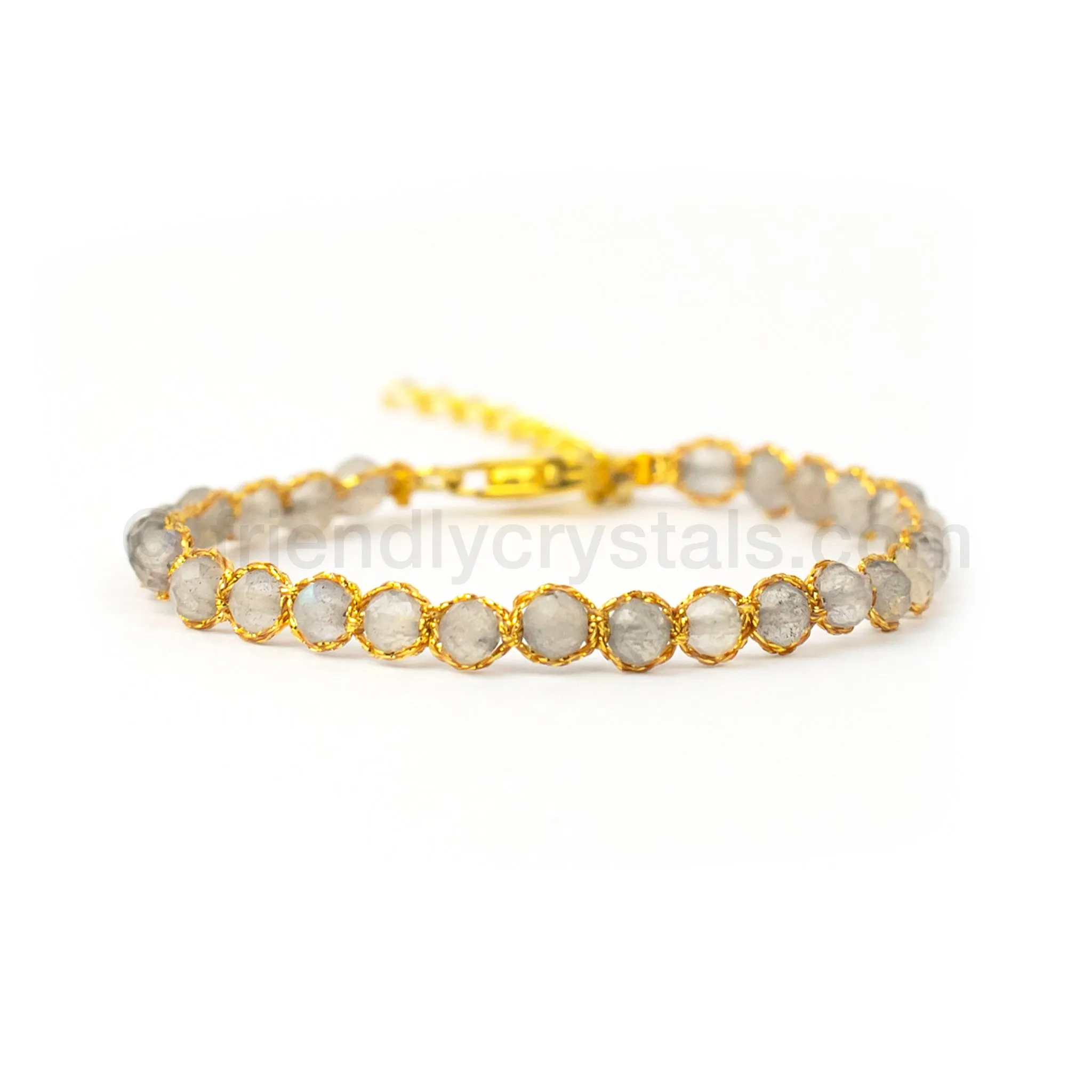 Rainbow Moonstone 4 mm Gemstone Faceted Bracelet