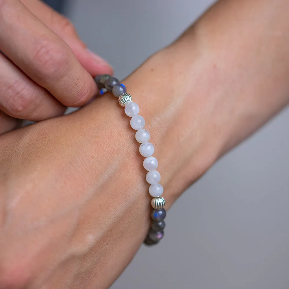 Rainbow Moonstone and Labradorite Bracelet 6mm