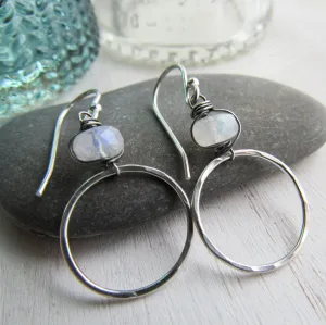 Rainbow Moonstone Hoop Earrings