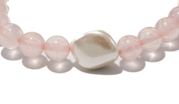 Rose Quartz & Mother Of Pearl Natural Gemstone Bracelet