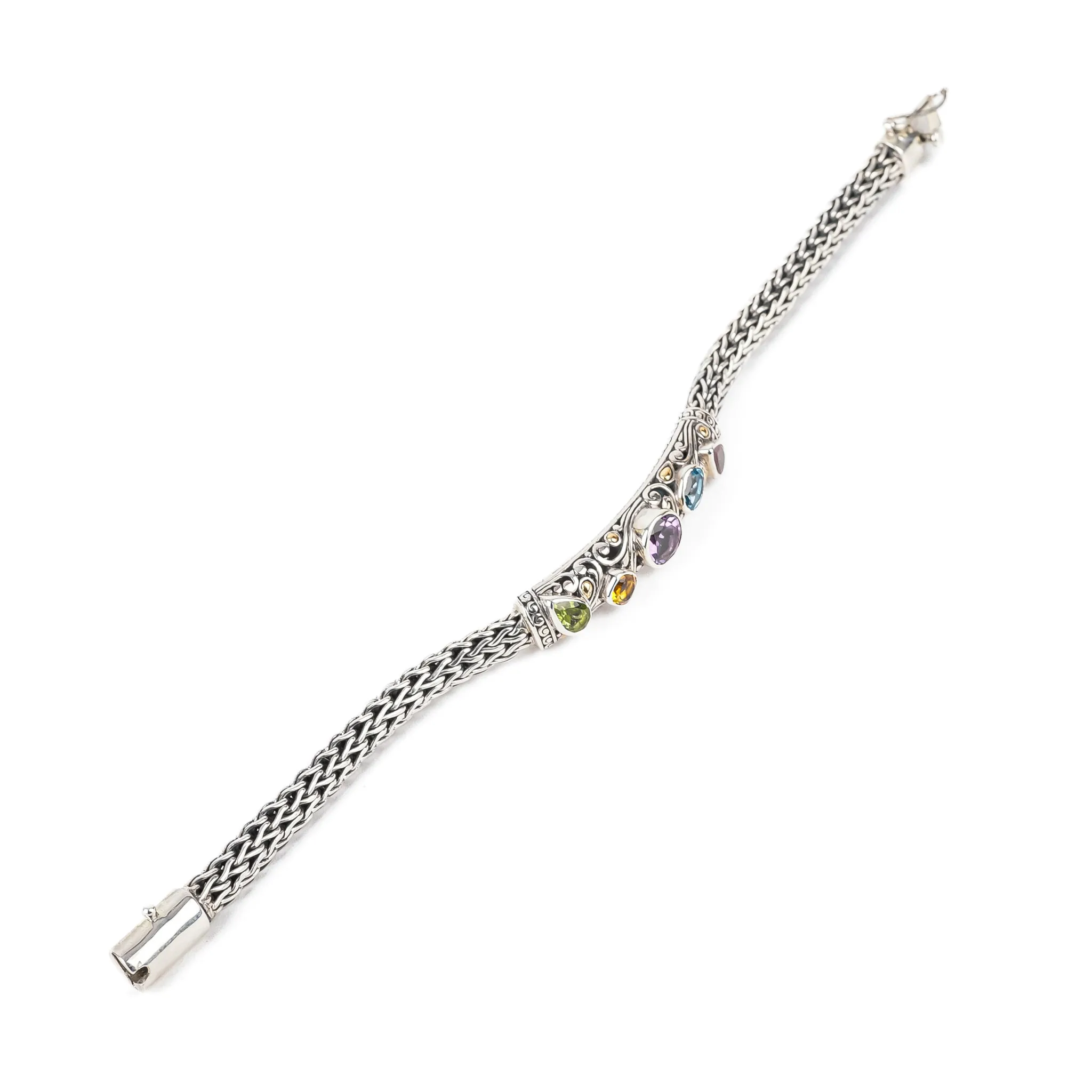 SAMUEL B Sterling & 18K Multi Gemstone Bracelet