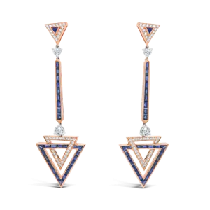 Sapphire & Diamond Dangle Earrings in Rose Gold
