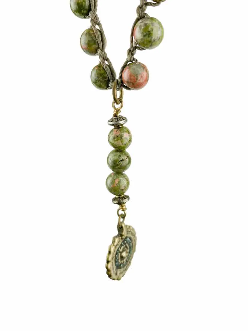 Sigalie Women's Beaded Pendant Necklace Sage/Multi