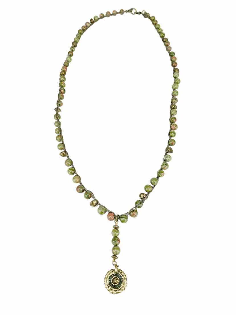 Sigalie Women's Beaded Pendant Necklace Sage/Multi