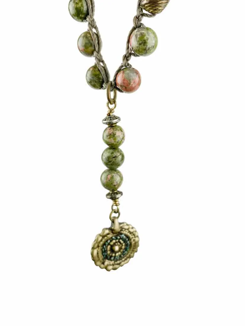 Sigalie Women's Beaded Pendant Necklace Sage/Multi
