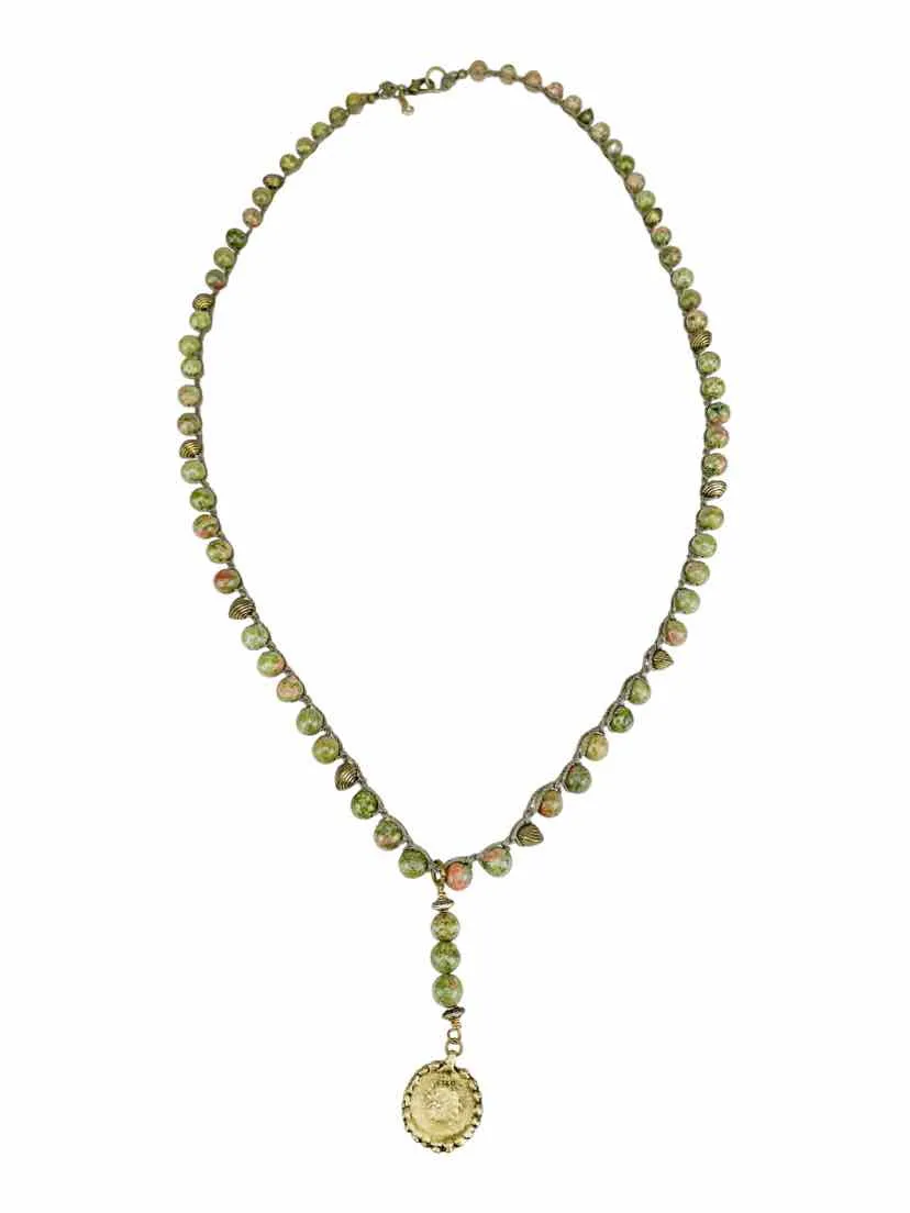 Sigalie Women's Beaded Pendant Necklace Sage/Multi