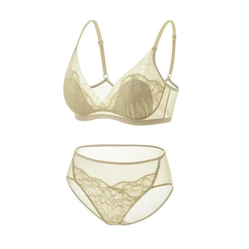 Silk Bra & Panty Sets - Lining Wire Free Thin Mold Intimates