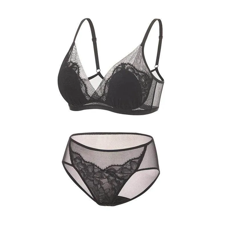 Silk Bra & Panty Sets - Lining Wire Free Thin Mold Intimates