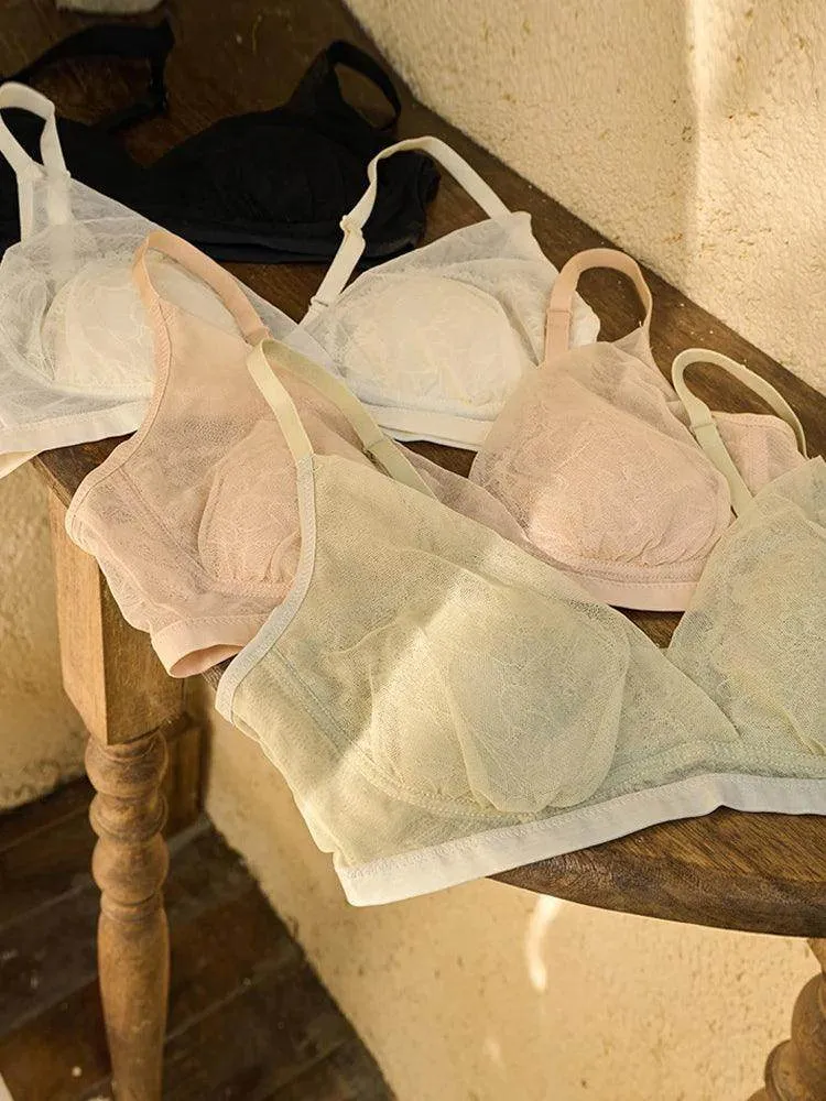 Silk Bra & Panty Sets - Lining Wire Free Thin Mold Intimates