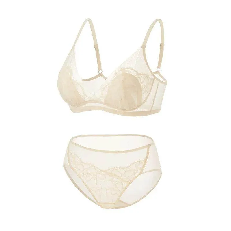 Silk Bra & Panty Sets - Lining Wire Free Thin Mold Intimates