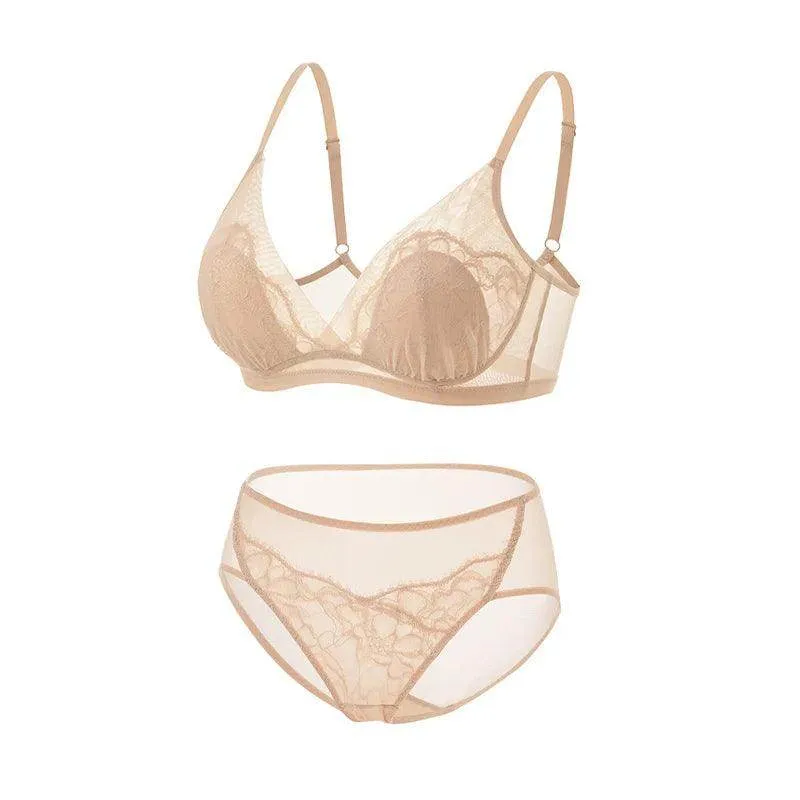 Silk Bra & Panty Sets - Lining Wire Free Thin Mold Intimates