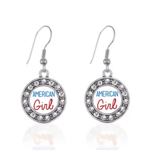Silver American Girl Circle Charm Dangle Earrings