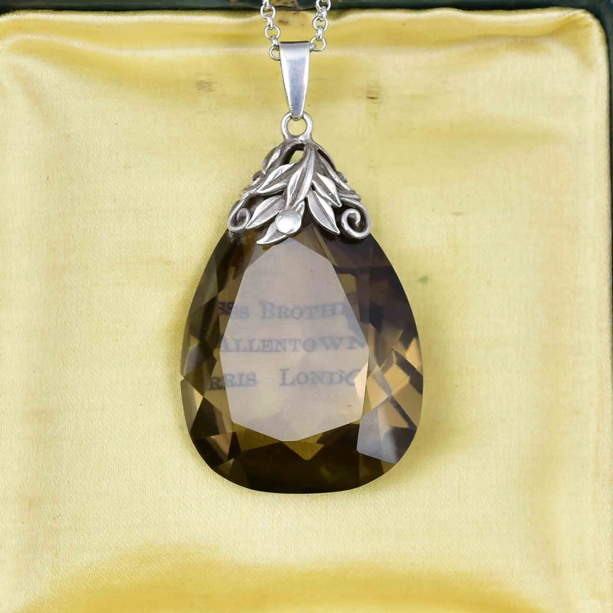 Silver Arts and Crafts 92 CTW Smoky Quartz Pendant Necklace